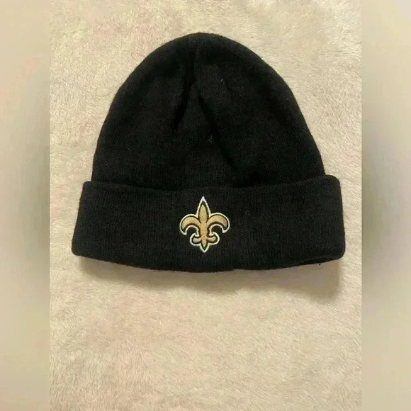 New Orleans Saints NFL black knit hat beanie. OSFA. EUC - Picture 1 of 5